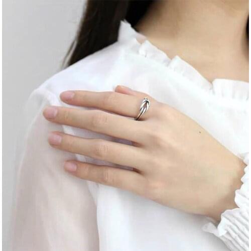 New Personality Retro Thai Silver Simple 925 Sterling Silver Jewelry Knot Live Mouth Love Knot Opening Rings