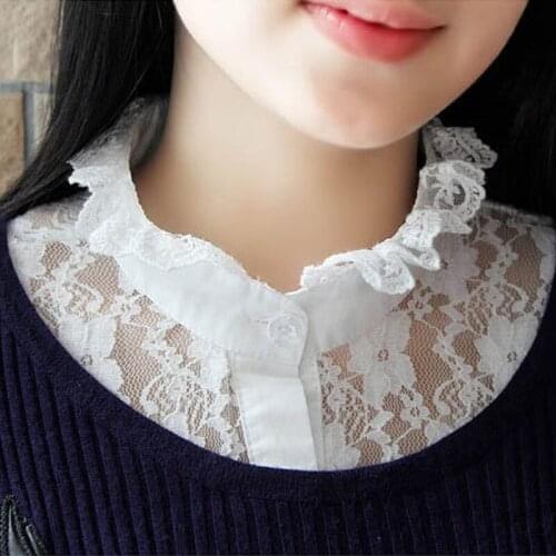 Newly Design Fashion Women lace v-neck peter pan detachable shirt collars apparel Vintage Detachable Clothes Accessories