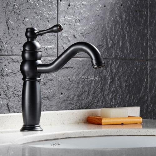 Wholesale and Retail High Quality Black Antique Brass Retro Bathroom Basin Sink Mixer Taps Faucet B3254