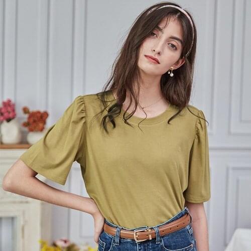 The Original Spring/Summer 2021 New French Style Commuter Top With Medium And Short Sleeves