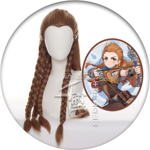 Game Genshin Impact Aloy Cosplay Wig Semi-tie Hair Twist Braid Hair Heat Resistant Synthetic Hair Halloween Party