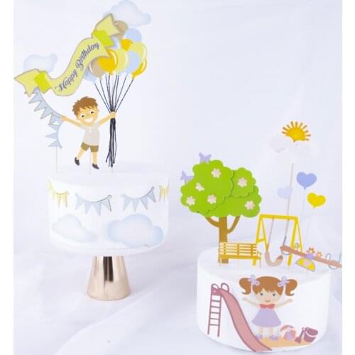 Simple baking cake topper insert sign boy girl birthday party supplies cake decoration childrens products set