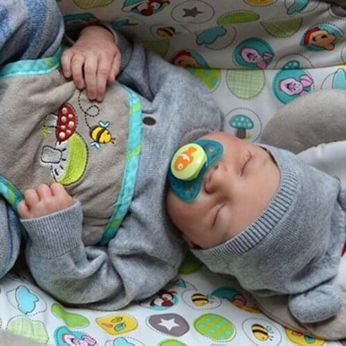 N7ME 19in Realistic Doll Closed Eyes Sleep Boy Soft Vinyl Silicone Baby Newborn Boys