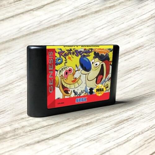 The Ren & Stimpy Show Presents Stimpys Invention - USA Label Flashkit MD Card for Sega Genesis Megadrive Video Game Console