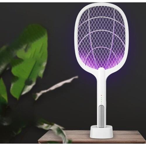 Handheld Racket Insect Fly Bug Wasp Electric Mosquito Swatter Racket UV Light Racket Insects Killer Stun Useful