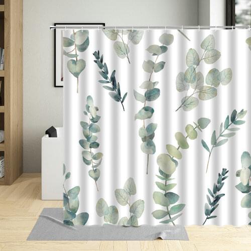 Modern 3D Print Forest Shower Curtain Green Plant Tree Branch Leaf Landscape Bath Curtains With Hooks Waterproof Bathroom Decor