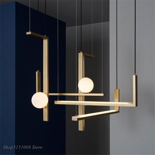 Nordic Art L Design Copper Pendant Lights Creative Glass Ball Hanging Lamp Living Room Clothes Shop Bar Decor Lighting Fixture