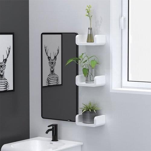 17cm White Plastic Bathroom Shelf Storage Organizer Rack Waterproof single layer Wall Shelves Bathroom Accessories no Drilling