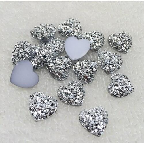 50pcs/lot 12mm Resin Heart-shaped Flatback Crystal Rhinestones stick button Stones DIY Sewing Dress Craft strass -S421