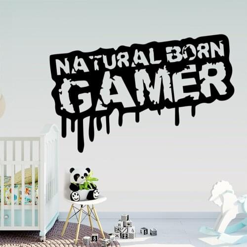 XL Natural born gamer Decal Removable Vinyl Mural Poster For Bedroom Decoration Wall Art MURAL Drop Shipping
