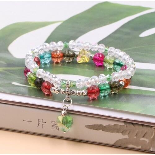 Wrap Bracelet Jewelry Handmade Tourmaline Olive Galaxy Solar Ametysts Stone Jades 2 Rows Elastic Wristband Women Jewelry B380