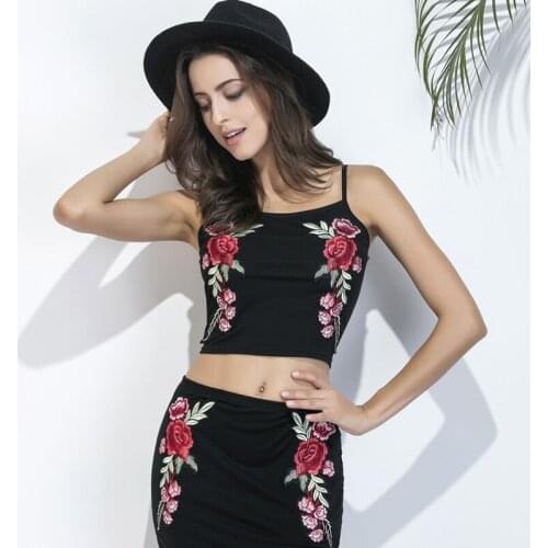 YSMILE Y Women Sexy Appliques Floral Decoration Camisole Short Personality All Match Female Tops Off Shoulder Lady Tank Tops