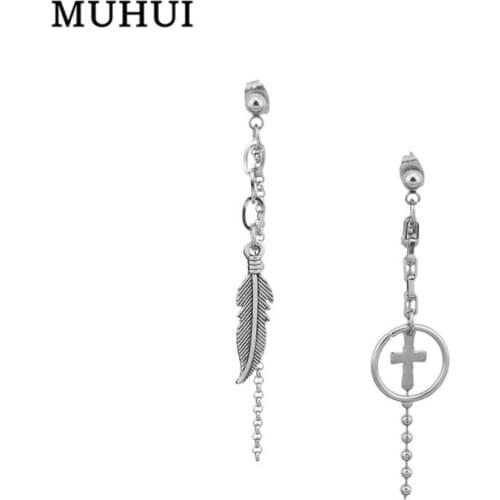 1pc Kpop WANNA ONE Ha Sung Woon Cross Earring Stainless Steel Feather Tassel Earrings Men Jewelry Never Fade EH-730