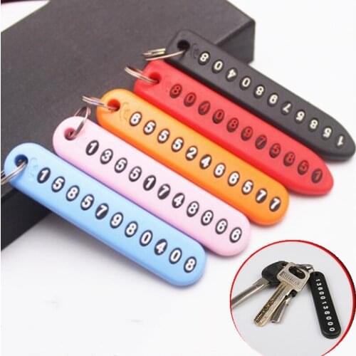 1PC Universal Anti-lost Phone Number Plate Car Keychain Pendant Auto Vehicle Phone Number Card Car Ornament Interior Accessories
