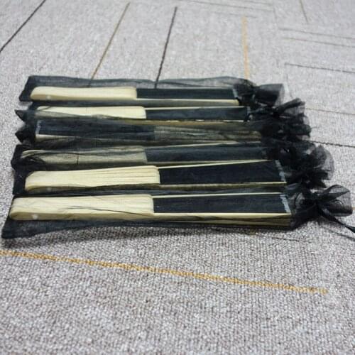 100pcs/lot Personalized Bride & Grooms Name & Date Silk Wedding Hand Fan with Organza Gift Bags in 6colors