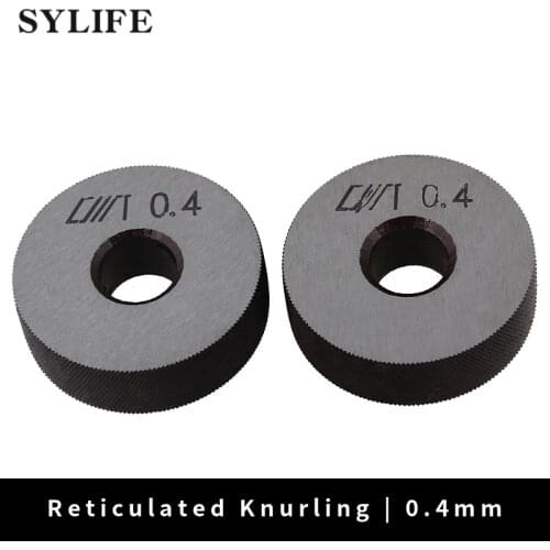 2 x Knurling Tool Silver Diagonal Wheel Linear Knurl 0.4mm Pitch 26x8x8mm