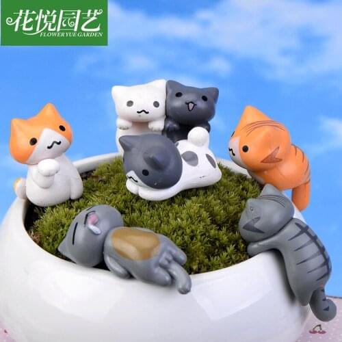 6pcs/set Miniature Farm Realistic Cat Figurines Toys Educational Animal Model Cat Figures Toy Set Decoration and Party Favors