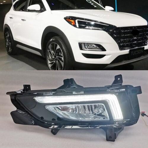 Car Flashing 2PCS Car DRL For Hyundai Tucson 2019 2020 LED fog lamp cover daytime running lights 12V Daylight