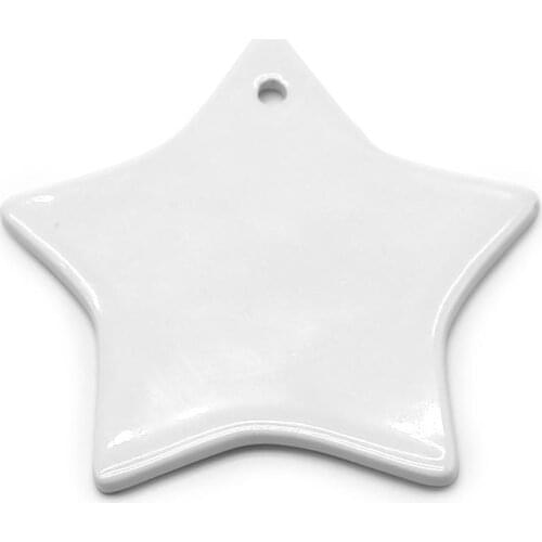 100PCS/LOT Blank White Sublimation Ceramic pendant Creative Christmas ornaments Heat transfer Printing DIY ceramic ornament