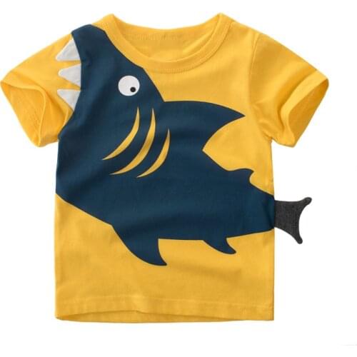 Brand Baby Boys T Shirts Shark Pattern Kids T-shirts for Boys Clothes Children Short Sleeve Shirts Striped Boy Summer Tops Tees