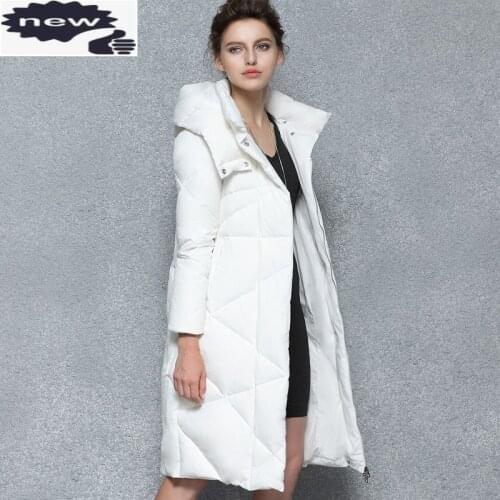 Brand New Winter Women White Long Down Jacket Thick Warm Slim Fit Overcoat Female Hooded Padded Maxi Coats Windbreaker Chaqueta