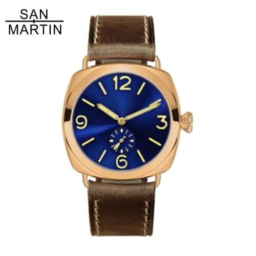 San Martin Bronze Quartz Watches Business Casual Men Watch Holvin Leather Strap 200m Water Resistant RONDA Movement Wrist watch