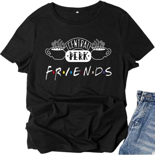 Friends Tv Shows Women T Shirts Coffee Printed Women T-shirt O Neck Cotton Plus Size Tee Shirt Short Sleeve Clothes Vintage Top