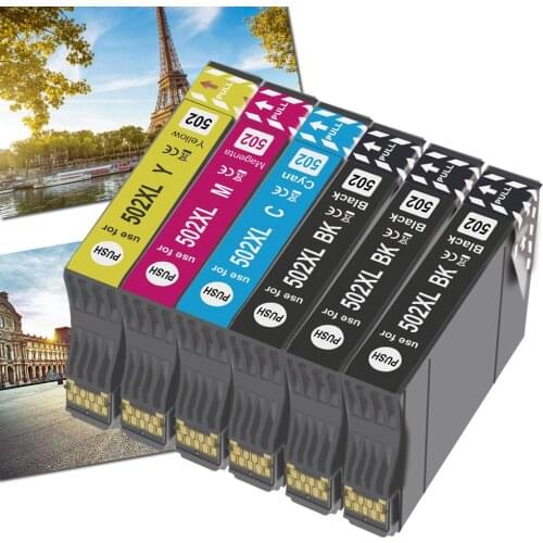 T502 502XL - Ink Cartridge Compatible Epson Expression Home XP-5105 XP-5100 series Workforce WF-2860 WF-2865 series printer 6pk