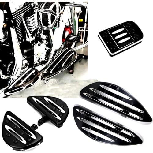 Black CNC Shallow Cut Front Driver & Rear Passenger Floorboard&Pedal For Harley Touring Street Glide FLHX