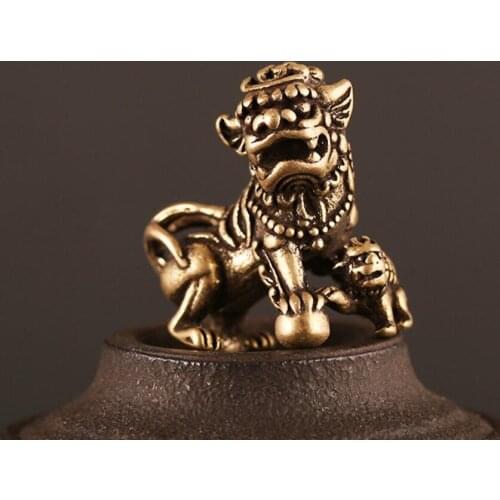 Pure copper zhenzhai lion creative small craft small ornaments