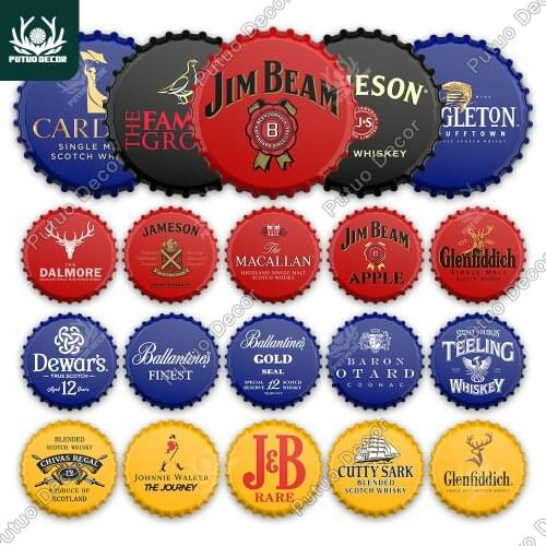 Putuo Decor Beer Bottle Cap Decor Tin Sign Plaque Decorative Metal Sign for Man Cave Pub Bar Club Wall Decoration