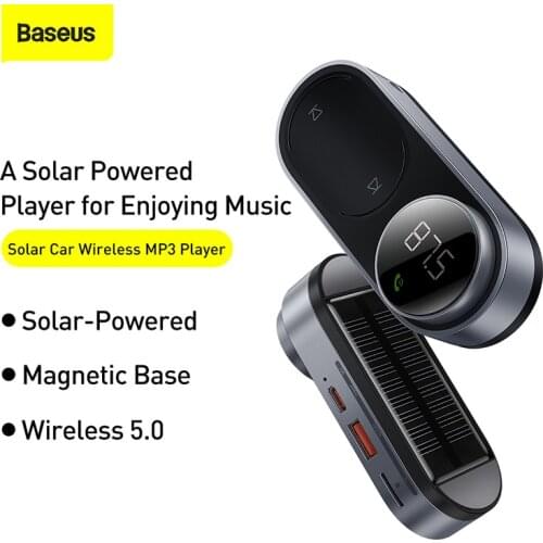 Baseus Solar FM Transmitter Modulator Car Wireless Bluetooth 5.0 Adapter USB Fast Charger Auto Aux Mp3 Player Hands Free Car Kit