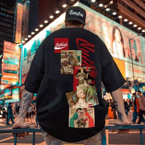 European American Street Retro Lazy Hip-hop Half-sleeved Short-sleeved Mens Trendy Brand Loose Trendy Fat 5XL 6XL Mens T-shirt