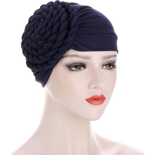Ready to Wear Turban Hijab for Women Braid India africain Hat Soild Color Headscarf Bonnet Muslim Headdress Turbante Mujer Chemo