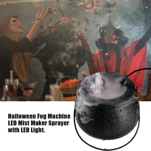 Halloween Witch Pot Smoke Machine Mist Maker Fogger Water Fountain Fog Machine Color Changing Party Prop DIY Decoration EU/US/UK
