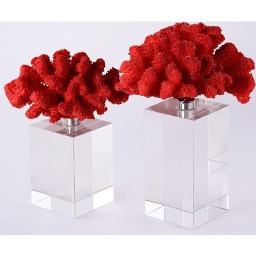 Red Coral Style with Centerpiece Tabletop Home Decoration Crystal Crafts Home Decoration Accessories Modern Decoration for Home