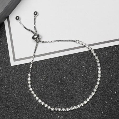 Copper Plated Cubic Zirconia Classic Tennis Bracelet Jewelry Gift for Women Girls | Adjustable Slider Bracelet