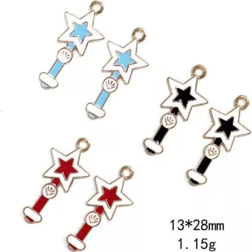 Fashion Magic Wand Dripping Oil Roses Alloy Jewelry Accessories DIY Handmade Accessoriess Rubber Band Earrings Bracelet Pendants