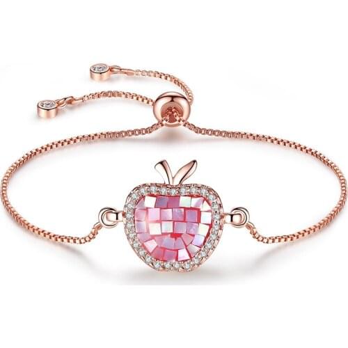 Fashion Micro Pave Zircon Apple shape Charms Simple Style Adjustable Bracelet Wholesale Jewelry Gift For Lady