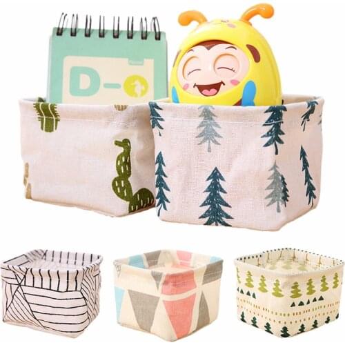 Mini Desktop Storage Box Folding Sundries Storage Basket for Toy Cosmetics Stationery Closet Underwear Organizer 11x11x9cm