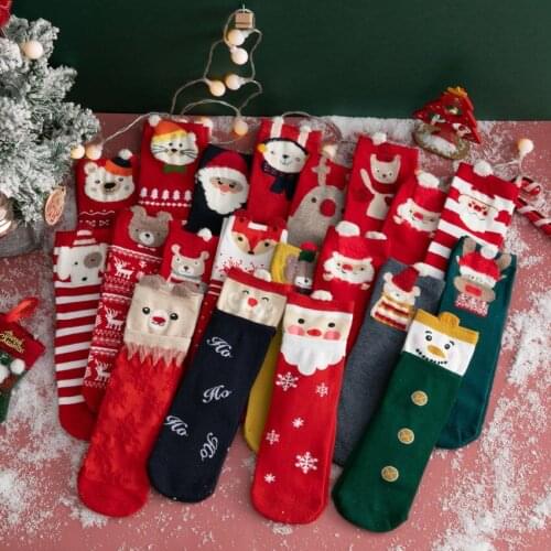 New Christmas socks 20 optional Elk Elderly Bear Ms. Tube Socks Cartoon Christmas Red Cotton Socks Recommended by the manager