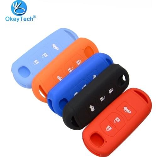 OkeyTech for Mazda Silicone Key Case Smart Car Key Cover Fob Protector Skin 3 Button For 2 3 5 6 8 Atenza CX5 CX-7 CX-9 MX-5 RX