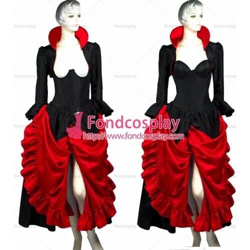 Fondcosplay O Dress The Story Of O With Bra Gothic Punk Black Taffeta Dress jackets Cosplay Costume Tailor-made[G298]