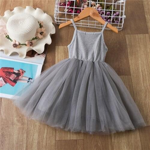 Princess Dress For 3-8Y Girls Birthday Vestidos Bridesmaid Clothing Solid Mesh Prom Gown Children Summer Causal Clothes