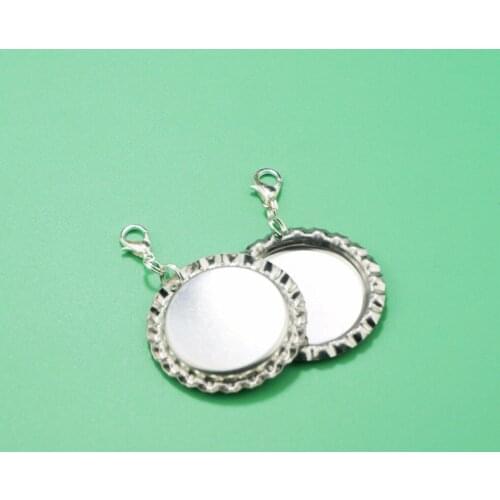 25pcs/lot 1'' Sliver Flat Bottle Caps With Lobster Clasps,SUTOYUEN Flattened Bottlle Cap For DIY Zipper Pulls Pendant Crafts