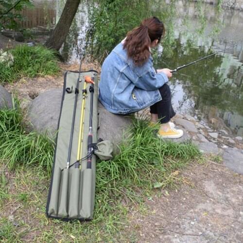 Simple Practical Large Capacity Fishing Rod Bag Multifunctional Foldable Wear Resistant Fishing Rod Carrier Pouch for Outdoor