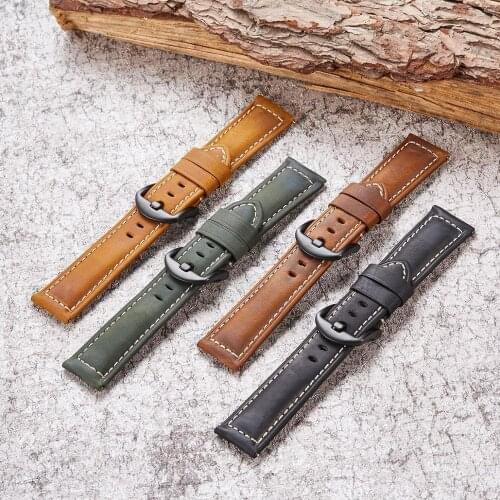 Vintage Leather Brown Watch Band 20mm 22mm Retro Watchband Accessories Handmade Belt Strap For Panerai