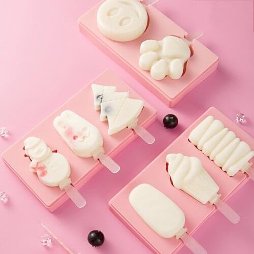 Silicone Ice Cream Mold Popsicle Molds DIY Homemade Dessert Freezer Fruit Juice Ice Pop Maker Mould with Reusable Sticks