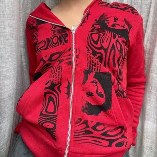 Dourbesty Punk Style Sweatshirts Zip Up Long Sleeve Hoodies Coat Autumn Winter Vintage Harajuku Gothic Grunge Clothes Streetwear