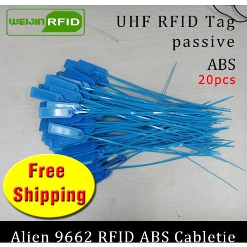 UHF RFID ABS cable tie Alien 9662 915m868m860-960MHZ H3 EPC 6C 20pcs free shipping long reading distance smart passive RFID tag